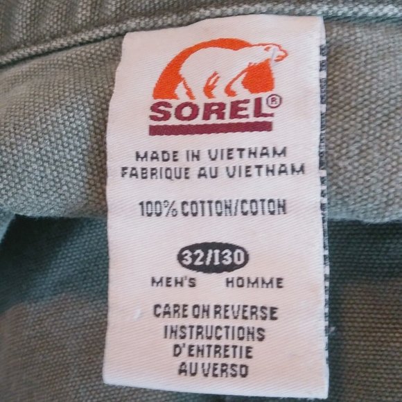 SOREL Grayish Olive Mens Carpenter Style Canvas Work/Outdoor Jeans SZ 32x30x11.5 - Picture 7 of 7